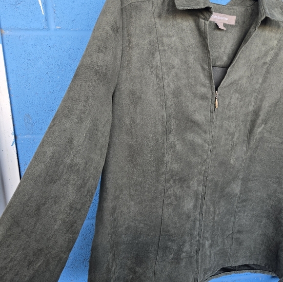 Croft & Barrow Olive Green Microsuede Light Jacket Sz L - Picture 7 of 12